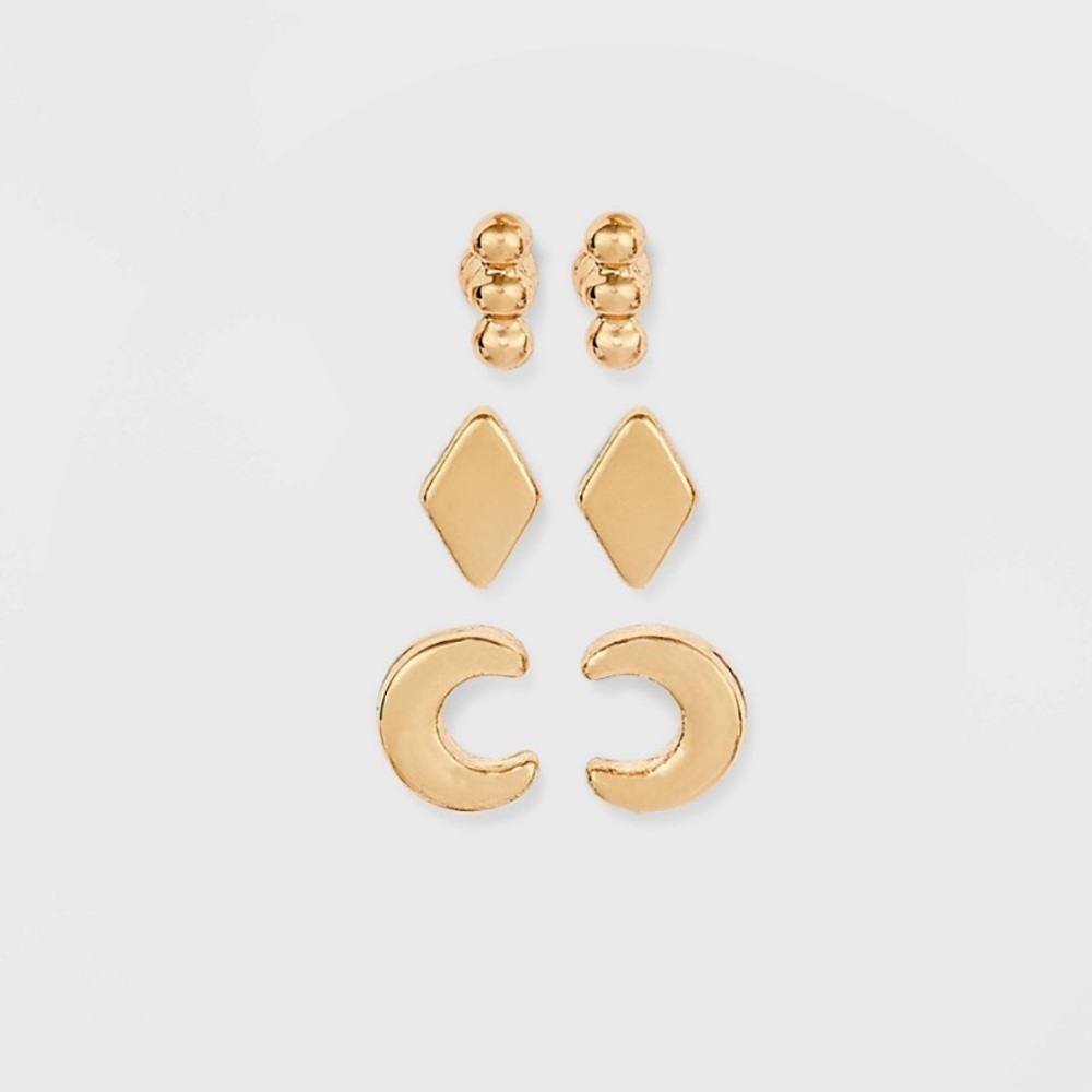⭐️ A New Day Gold Diamond and Moon Earrings